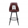Ruby Contemporary 26" Counter Height Barstool in Black Powder Coated Finish and Vintage Coffee Faux Leather - Front