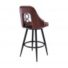 Ruby Contemporary 26" Counter Height Barstool in Black Powder Coated Finish and Vintage Coffee Faux Leather - Back Angle