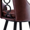 Ruby Contemporary 26" Counter Height Barstool in Black Powder Coated Finish and Vintage Coffee Faux Leather - Back Seat Detail