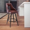 Ruby Contemporary 26" Counter Height Barstool in Black Powder Coated Finish and Vintage Coffee Faux Leather - Lifestyle