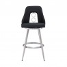 Ruby 26" Counter Height Swivel Grey Faux Leather and Brushed Stainless Steel Bar Stool  003