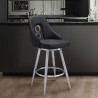 Ruby 26" Counter Height Swivel Grey Faux Leather and Brushed Stainless Steel Bar Stool 001