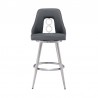 Ruby 26" Counter Height Swivel Black Faux Leather and Brushed Stainless Steel Bar Stool 004
