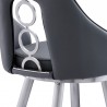 Ruby 26" Counter Height Swivel Black Faux Leather and Brushed Stainless Steel Bar Stool 006