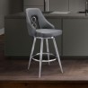 Ruby 26" Counter Height Swivel Black Faux Leather and Brushed Stainless Steel Bar Stool