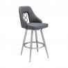 Ruby 26" Counter Height Swivel Black Faux Leather and Brushed Stainless Steel Bar Stool 002