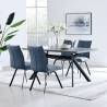 Rylee Dining Room Accent Chair in Blue Fabric and Black Finish - Set of 2