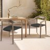 Armen Living Santo Indoor Outdoor Stackable Dining Chair In Eucalyptus Wood With Charcoal Rope 