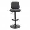 Armen Living Sabine Adjustable Swivel Gray Faux Leather and Black Metal Bar Stool Front