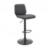 Armen Living Sabine Adjustable Swivel Gray Faux Leather and Black Metal Bar Stool Side