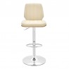 Armen Living Sabine Adjustable Swivel Cream Faux Leather with Walnut Back and Chrome Bar Stool Front