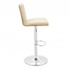 Armen Living Sabine Adjustable Swivel Cream Faux Leather with Walnut Back and Chrome Bar Stool Side