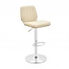 Armen Living Sabine Adjustable Swivel Cream Faux Leather with Walnut Back and Chrome Bar Stool Side