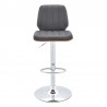 Armen Living Sabine Adjustable Swivel Gray Faux Leather with Walnut Back and Chrome Bar Stool Front
