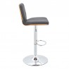 Armen Living Sabine Adjustable Swivel Gray Faux Leather with Walnut Back and Chrome Bar Stool Side