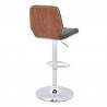 Armen Living Sabine Adjustable Swivel Gray Faux Leather with Walnut Back and Chrome Bar Stool Balck