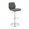 Armen Living Sabine Adjustable Swivel Gray Faux Leather with Walnut Back and Chrome Bar Stool