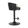 Armen Living Solstice Adjustable Black Faux Leather Swivel Barrstool With Black Powder Coated Finish and Gold Accents Side