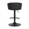 Armen Living Solstice Adjustable Black Faux Leather Swivel Barrstool With Black Powder Coated Finish and Gold Accents Back