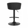 Armen Living Solstice Adjustable Black Faux Leather Swivel Barrstool With Black Powder Coated Finish and Gold Accents Back - Armen Living Solstice Adjustable Black Faux Leather Swivel Barrstool With Black Powder Coated Finish and Gold Accents Back