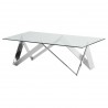 Scarlett Contemporary Rectangular Coffee Table in Polished Steel Finish with Tempered Glass Top 