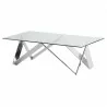 Scarlett Contemporary Rectangular Coffee Table in Polished Steel Finish with Tempered Glass Top  - Scarlett Contemporary Rectangular Coffee Table in Polished Steel Finish with Tempered Glass Top 