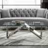 Scarlett Contemporary Rectangular Coffee Table in Polished Steel Finish with Tempered Glass Top - Lifestyle
