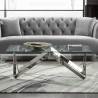 Scarlett Contemporary Rectangular Coffee Table in Polished Steel Finish with Tempered Glass Top - Lifestyle