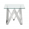 Scarlett Contemporary Square End Table in Polished Steel Finish with Tempered Glass Top - White BG