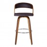 Armen Living Shelly Swivel Brown Faux Leather and Walnut Wood Bar Stool Front