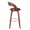 Armen Living Shelly Swivel Brown Faux Leather and Walnut Wood Bar Stool Side