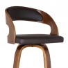 Armen Living Shelly Swivel Brown Faux Leather and Walnut Wood Bar Stool Half