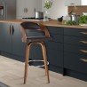 Armen Living Shelly Swivel Brown Faux Leather and Walnut Wood Bar Stool