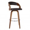 Armen Living Shelly Swivel Brown Faux Leather and Walnut Wood Bar Stool Side