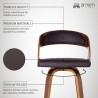 Armen Living Shelly Swivel Brown Faux Leather and Walnut Wood Bar Stool Side