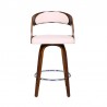 Armen Living Shelly Swivel Cream Faux Leather and Walnut Wood Bar Stool Front