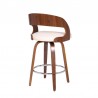 Armen Living Shelly Swivel Cream Faux Leather and Walnut Wood Bar Stool Back