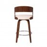 Armen Living Shelly Swivel Cream Faux Leather and Walnut Wood Bar Stool Back