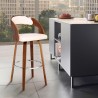 Armen Living Shelly Swivel Cream Faux Leather and Walnut Wood Bar Stool