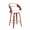 Armen Living Shelly Swivel Cream Faux Leather and Walnut Wood Bar Stool Side
