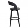 Armen Living Shelly Swivel Grey Faux Leather and Black Wood Bar Stool Side