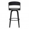 Armen Living Shelly Swivel Grey Faux Leather and Black Wood Bar Stool Back