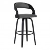 Armen Living Shelly Swivel Grey Faux Leather and Black Wood Bar Stool Side