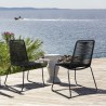 Shasta Outdoor Metal and Black Rope Stackable Dining Chair Black Rope