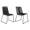 Shasta Outdoor Patio Dining Chair in Black Powder Coated Finish and Black Textiling - Set of 2