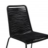 Shasta Outdoor Patio Dining Chair in Black Powder Coated Finish and Black Textiling - Seat Close-Up