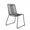 Shasta Outdoor Metal and Black Rope Stackable Dining Chair -Gray Rope 5