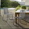Shasta Outdoor Metal and Black Rope Stackable Dining Chair -Gray Rope