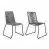 Shasta Outdoor Patio Dining Chair in Grey Powder Coated Finish and Black Textiling - Set of 2