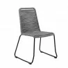 Shasta Outdoor Patio Dining Chair in Grey Powder Coated Finish and Black Textiling - Angled - Shasta Outdoor Patio Dining Chair in Grey Powder Coated Finish and Black Textiling - Angled